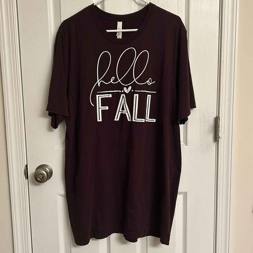Bella + Canvas Burgundy Red Hello Fall Short Sleeve Cotton T-shirt Unisex 2XL